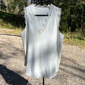Elegant White Lace Trim Sleeveless Top